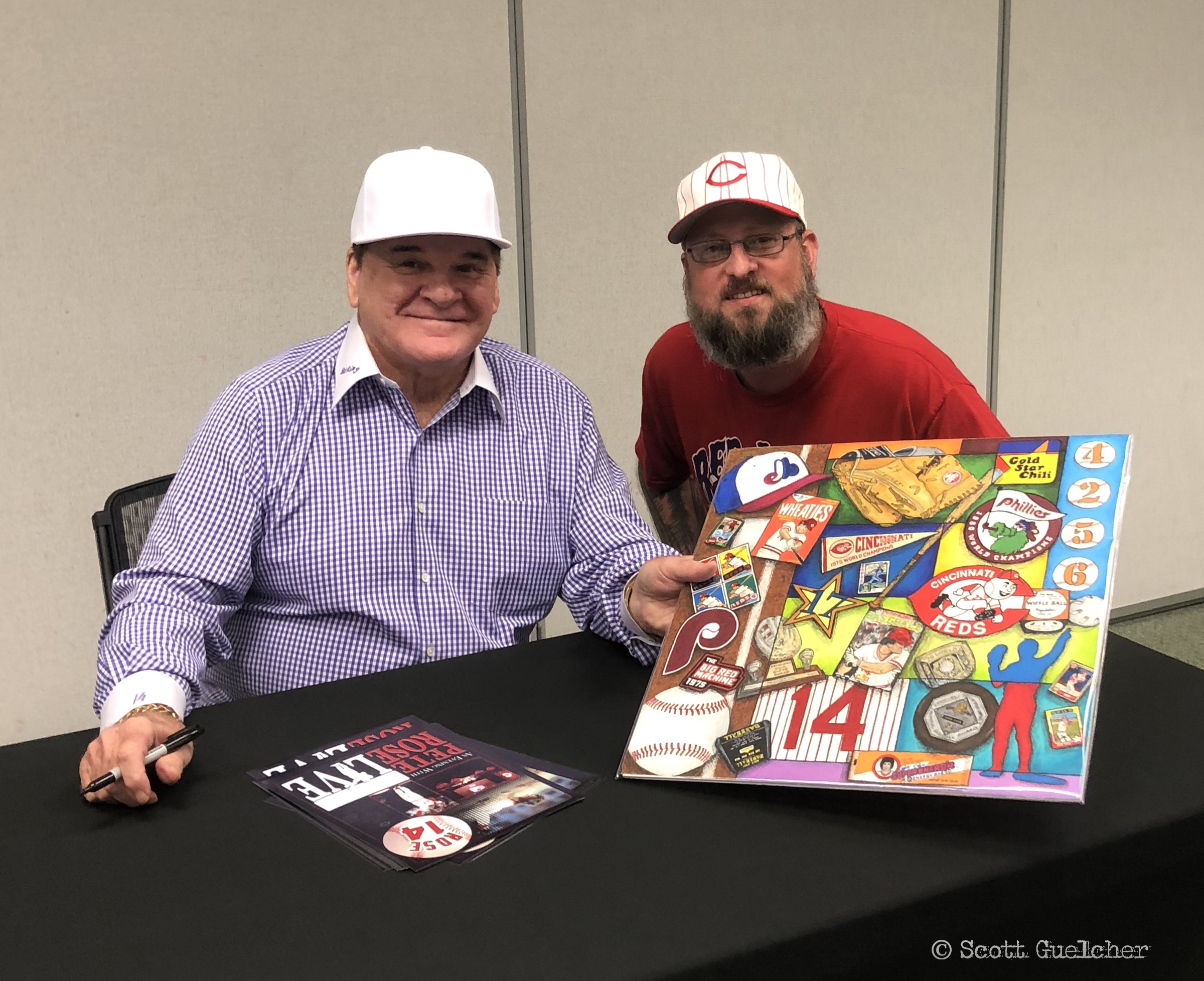Scott Guelcher Presenting Pete Rose with His Original Artwork “Hit King”