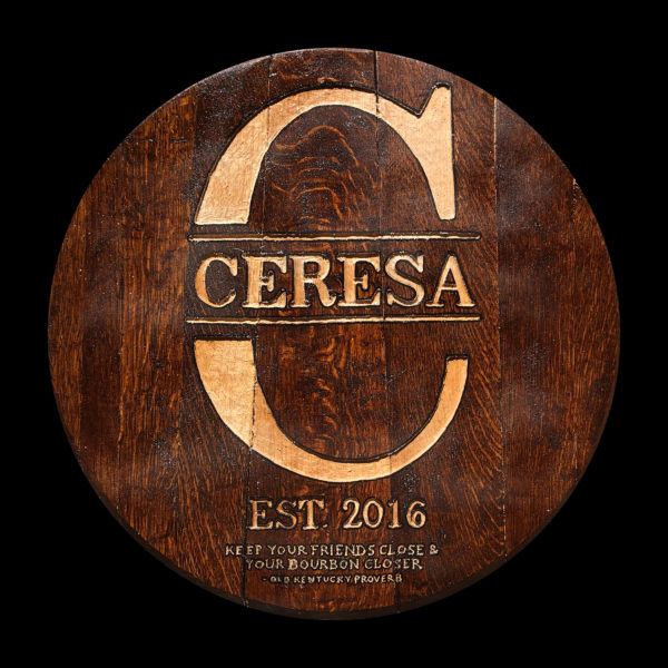 Custom Bourbon Barrel Lid (Four Lines Text)