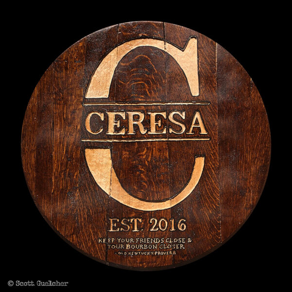 Custom Bourbon Barrel Lid (Four Lines Text)