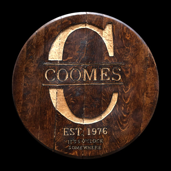 Custom Bourbon Barrel Lid (Three Lines Text)