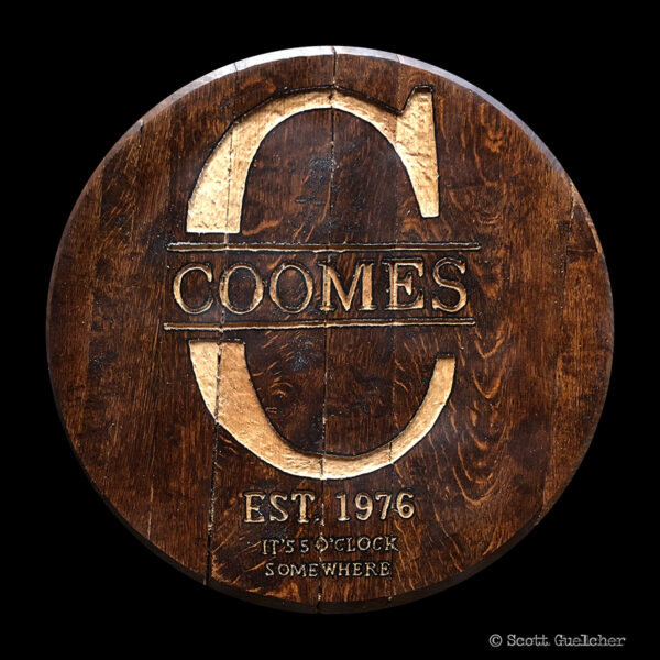Custom Bourbon Barrel Lid (Three Lines Text)